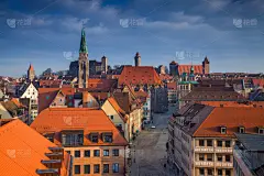 纽伦堡,天空,城镇景观,水平画幅,无人,古城,户外,科隆老城区,居住区,巴伐利亚