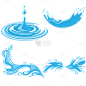 蓝色卡通水花水滴元素1