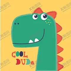 绿色小恐龙装饰画 【酷图网】卡通,儿童,人物,背景,矢量,素材,动物,字母,商务,办公,图标,AI