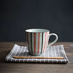 日式陶瓷杯创意杯子和风茶杯釉下彩手绘线条杯子可爱卡通马克杯