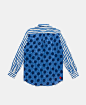 Button Up Blocking Shirt (Blue) : 100% Cotton  Button up collar  Chest pockets Made in Japan  Model is wearing size L Model measures: Height 183cm, Chest 90cm, Waist 76cm, Hip 84 cm