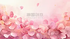 创意唯美粉色花瓣七夕情人节节日插画10