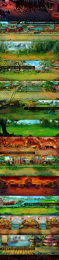游戏美术资源 手绘2D全套横版场景地图 psd PNG分层素材合集-淘宝网