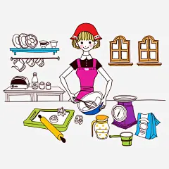 都市美女高清素材 下厨 人物 人物插画 卡通人物 厨房 插画 免抠png 设计图片 免费下载