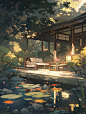庭院｜新中式风格古风场景背景壁纸素材