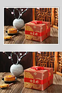 AI数字艺术中秋节送礼月饼礼盒图片