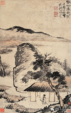 字裏行間采集到中国山水人物画卷-石涛