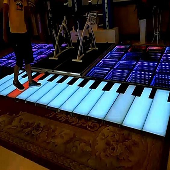 led钢琴感应地砖灯脚踩地板灯互动地面钢...