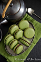 Matcha Green Tea Macarons with Chocolate Ganache: 