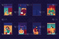 窗户,夜晚,邻居,计算机,窗帘,计划书,家庭,砖,壁纸,休闲