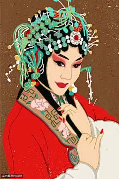 花旦妆容红妆东方国粹人物戏曲人物插画 民俗民风 中国风