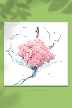 粉色唯美创意概念手绘樱花树42-众图网