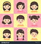 Set of Kids Yellow Pink. Vector illustration set of cute kids cartoon Character with different hair style.-背景/素材,人物-海洛创意(HelloRF)-Shutterstock中国独家合作伙伴-正版素材在线交易平台-站酷旗下品牌