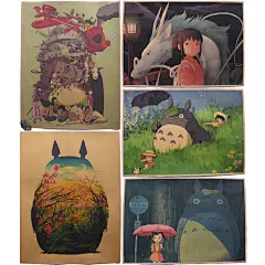 宫崎骏动画海报 龙猫 卡通动漫电影海报 装饰画 复古牛皮纸海报画-淘宝网