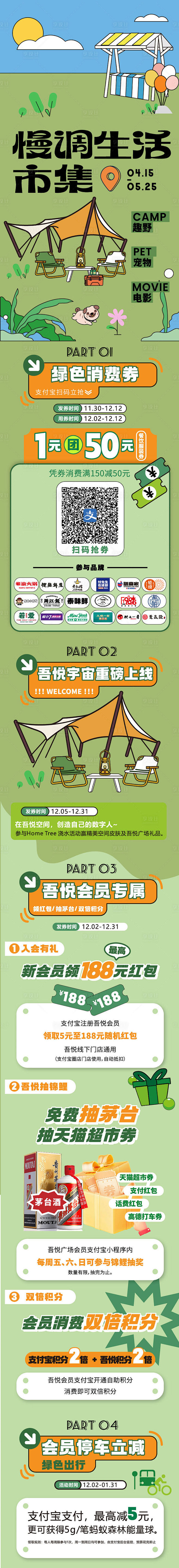 市集露营插画长图推文-源文件