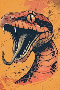 AI数字艺术蛇年漫画风插画