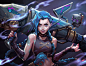 General 1920x1469 Jinx (League of Legends) League of Legends PC gaming video game girls video game characters red nails painted nails grin blue hair long hair looking at viewer frontal view