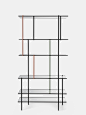 Modern Minimalist Shelving System Assembled of Thin Metal Frames