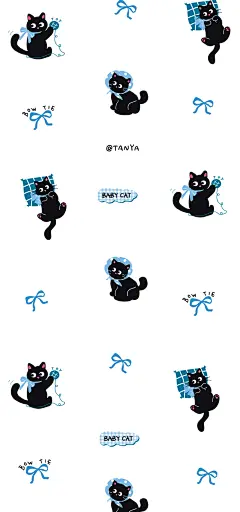 蓝色系小黑猫壁纸系列 - 小红书