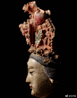 佛教造像 | 元灰泥彩绘菩萨首像，高54.6厘米。#收藏##遇见艺术# ​​​​