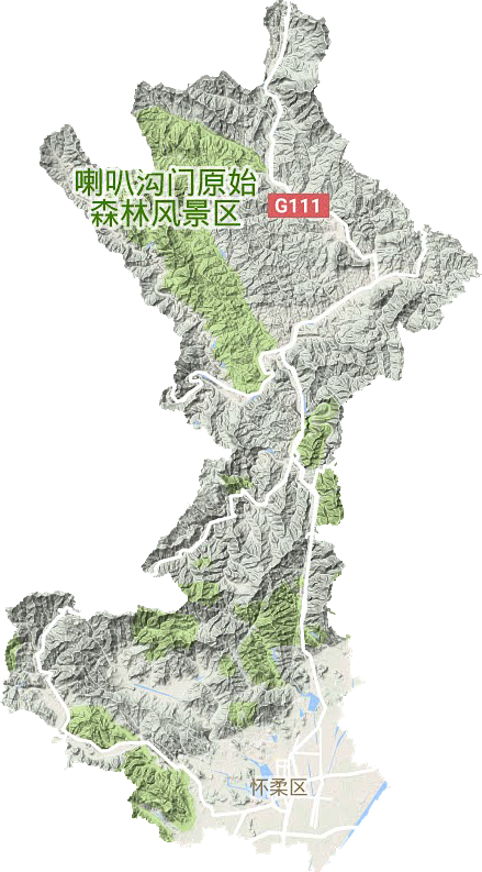 怀柔区高清地形地图,怀柔区高清谷歌地形地...