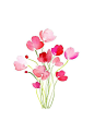 郁金香手工水彩花束，粉红色-8x10墙壁艺术水彩画