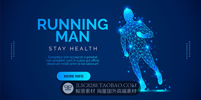 科技感点线低面建模抽象线条线框运动人物B...