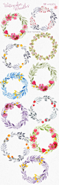 Floral wreath clipart watercolor clipart by WatercolorNomads