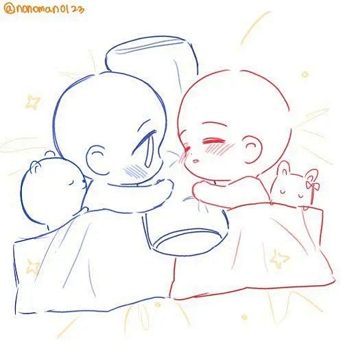 绘画参考 _ Q版双人互动模板_1_饭糕爱画画_来自小红书网页版