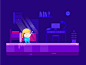 bedroom night illustration
