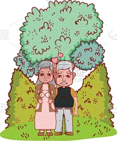 可爱的,伴侣,祖父母,动画片,家庭,面部表情,中老年人,幸福,相伴,享乐