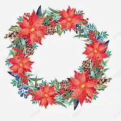 手绘卡通圣诞装饰花卉花环 元素 免抠png 设计图片 免费下载 页面网页 平面电商 创意素材