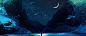 蓝色星空浪漫唯美banner png素材