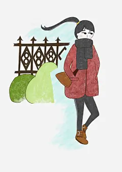 彩铅手绘女孩免抠素材_新图网 https://ixintu.com 上班族 寒冷 彩铅人物 彩铅女孩 手绘人物 漂亮