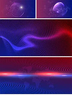 40款炫酷科技渐变粒子空间感地球曲线海报背景元素AI矢量素材-淘宝网