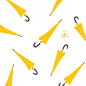 Yellowrainingday-rovoz_雨伞，雨衣，雨天，黄色_涂鸦王国插画
