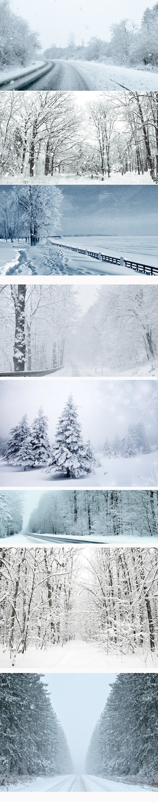 高清唯美冬季白色雪景树林雪山自然风景ba...