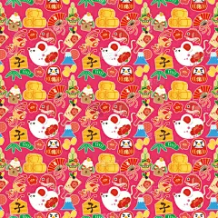 贺卡,新年前夕,材料,欧洲赤松,镜饼,粉红色,鼠年,十二生肖,梅子,槌棒