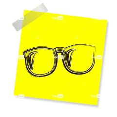 眼镜 老花镜 读 教育 学生 图标 黄色贴纸 笔记 留言