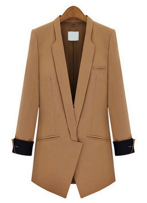 Camel Lapel Long Sle...