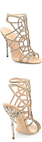 Sergio Rossi Crystal and Suede Puzzle Sandals