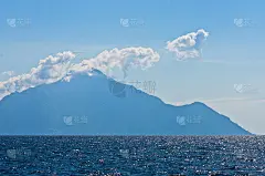 爱琴海，希腊圣山阿陀斯的剪影