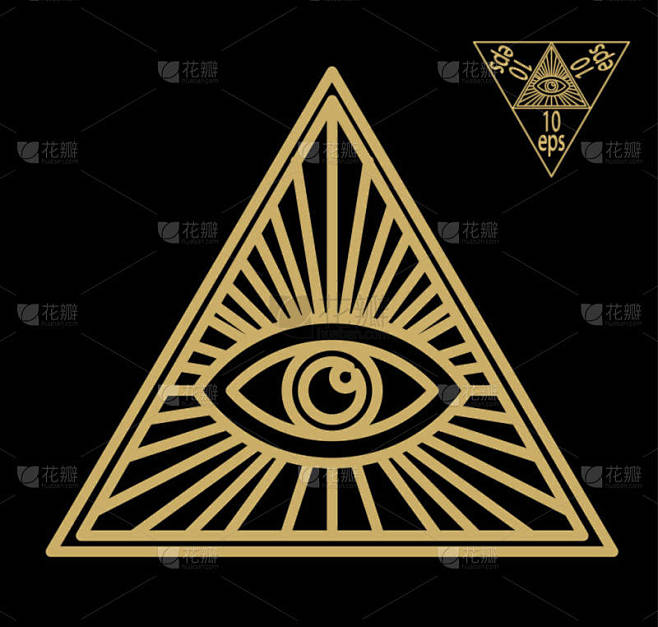 全视之眼或辐射三角洲-共济会标志，象征着...
