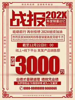 红色销售战报喜报海报