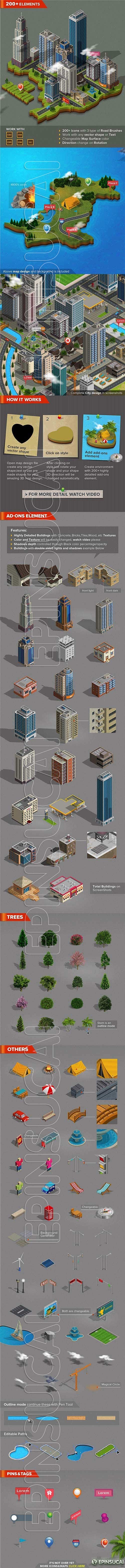 三维城市和地图设计矢量素材-EP0230...