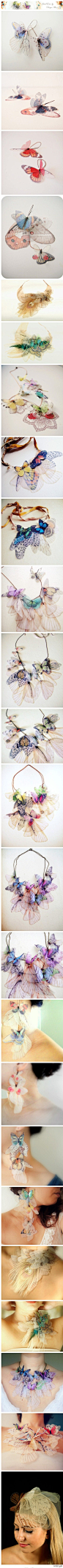 蝴蝶饰品完整版
Derya Aksoy来自美丽的伊斯坦布尔，在过去七年创造了迷人的珠宝首饰。她从蝴蝶收集，转变到用纱织物来表现蝴蝶和飞蛾翅膀的图案，创建了独特的珠宝作品，似乎直接来自一个童话。