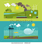 Ecology Concept Vector Illustration for Environment, Green Energy and Nature Pollution Designs. Flat Style. - stock vector