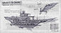 【蒸汽朋克 飞船设计】
鲸鱼船（ 捕猎母船） 手稿
蒸汽朋克世界观下的一个捕猎船队的老大，船体笨重速度慢 
可抓捕大型猎物，并对小型猎物进行储存加工 
灵感来源：捕鲸船