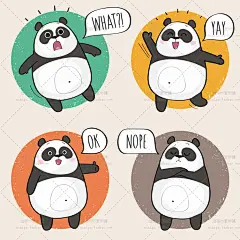 536号滚滚大熊猫可爱表情包拟人日韩插画印刷矢量源文件设计素材-淘宝网