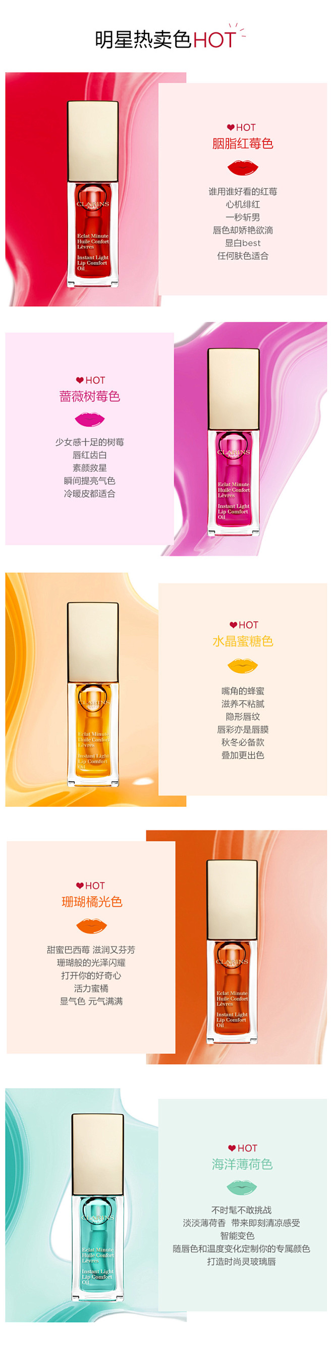 娇韵诗植萃凝亮润唇油7ml*3/六支装套...